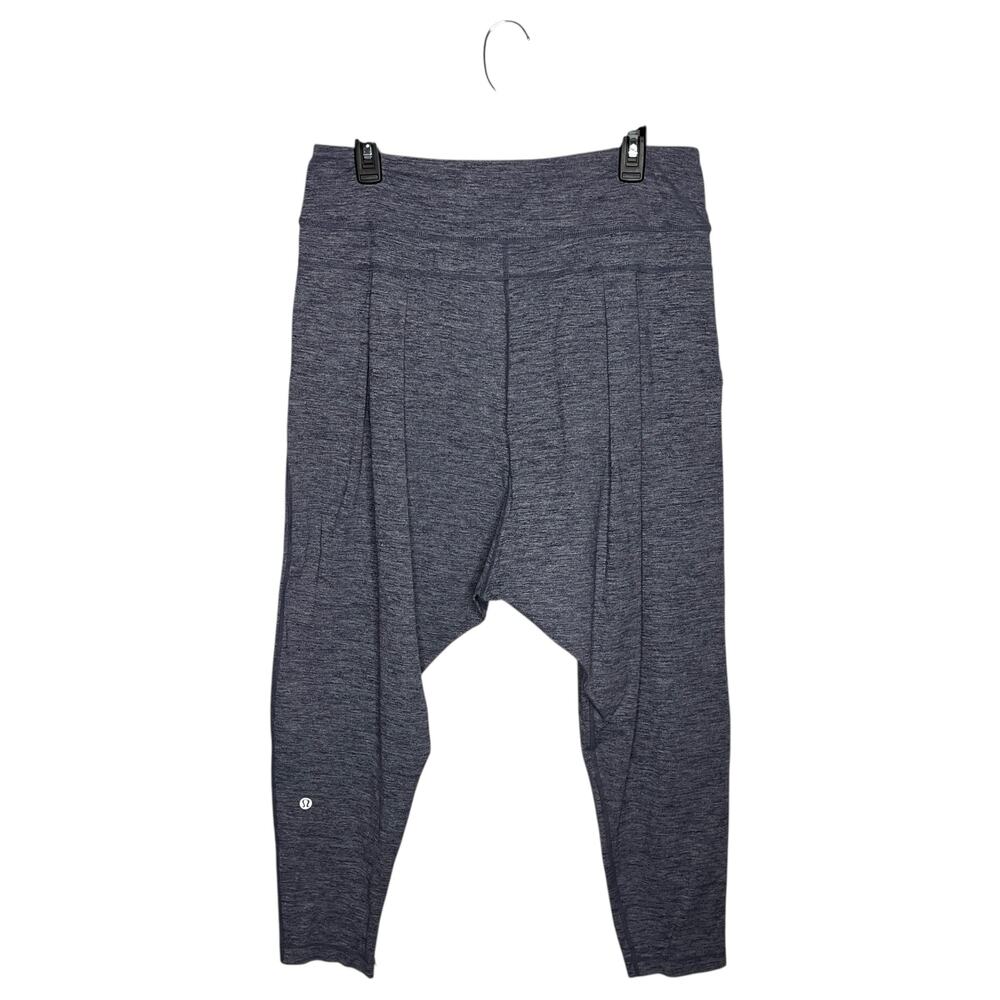 Lululemon Crop Pants Womens 8 Happy Hatha Heathered Deep Indigo Harem Yoga - Picture 3 of 7